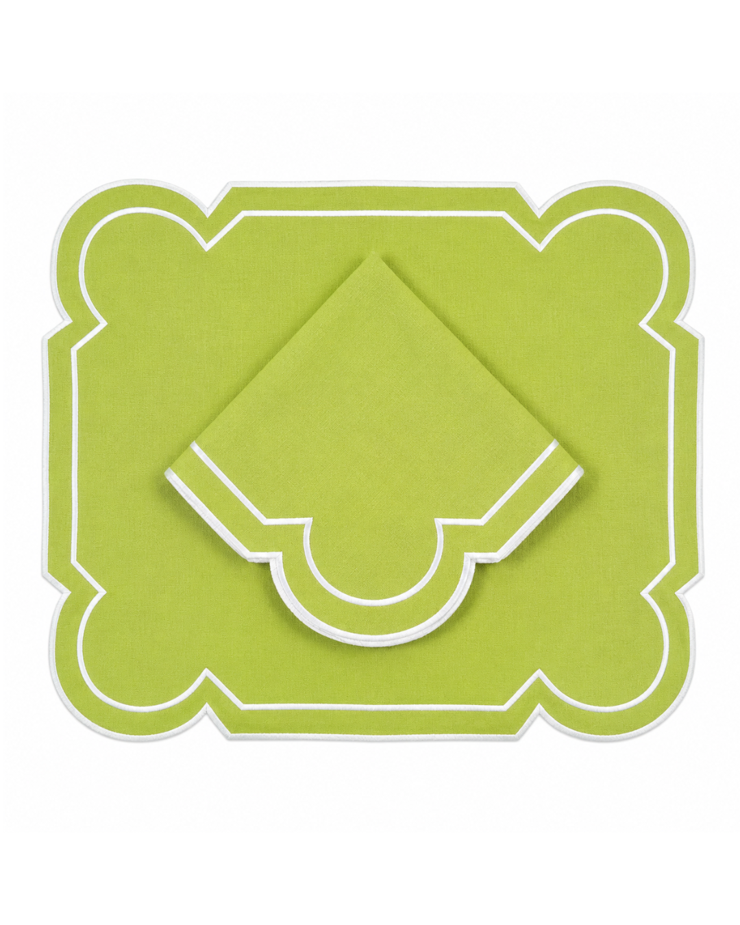 Juego de 4 Individuales con Servilleta l Rectangular verde