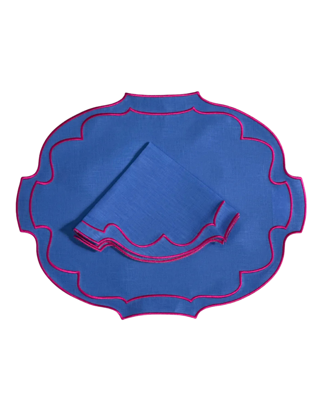Juego de 4 Individuales con Servilleta l Ovalado Azul