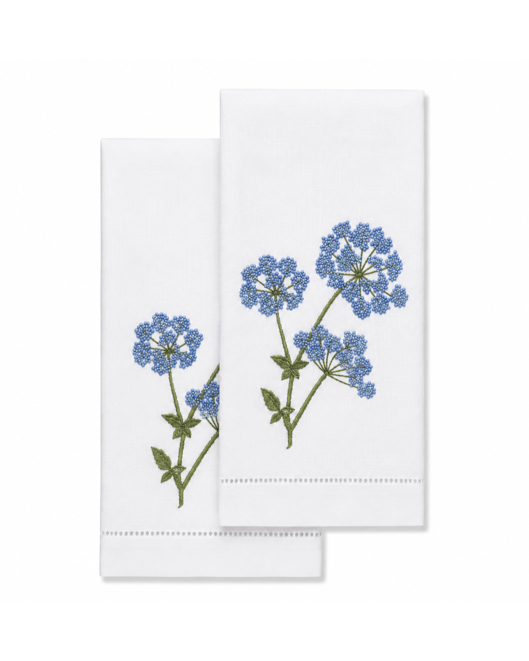 Par de toallas de lino l Tres flores azules