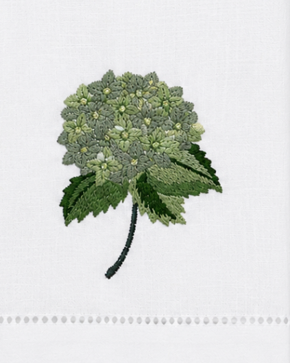Par de toallas de lino l Hortensia verde