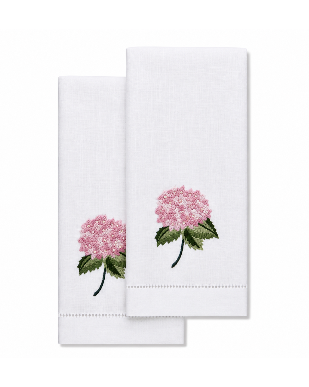 Par de toallas de lino l Hortensia rosa