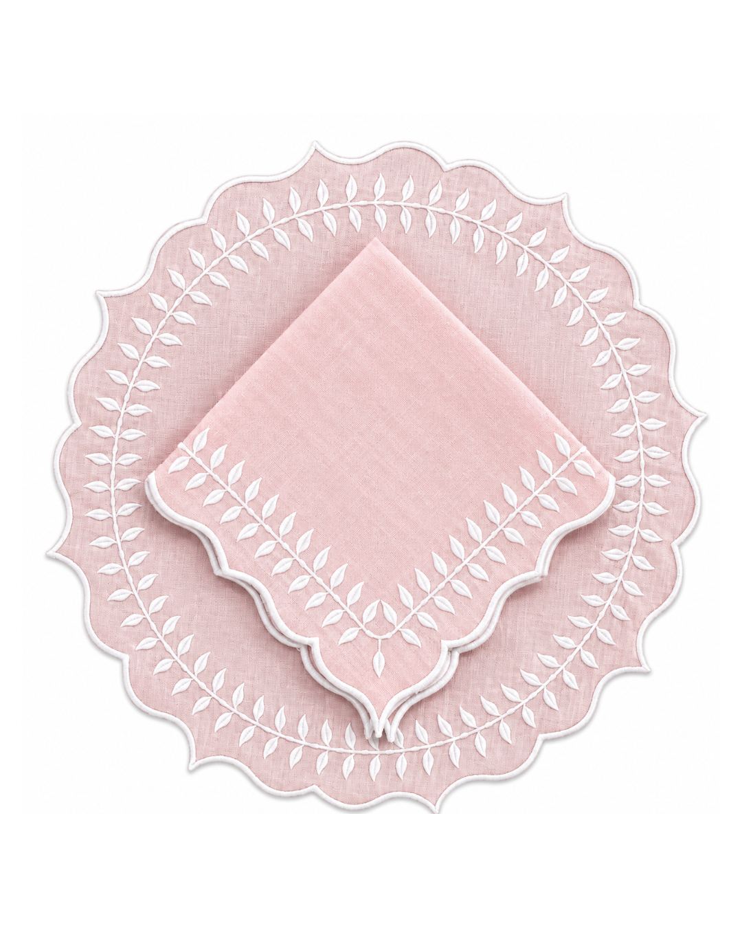 Juego de 4 Individuales con Servilleta l Redondos Rosa claro