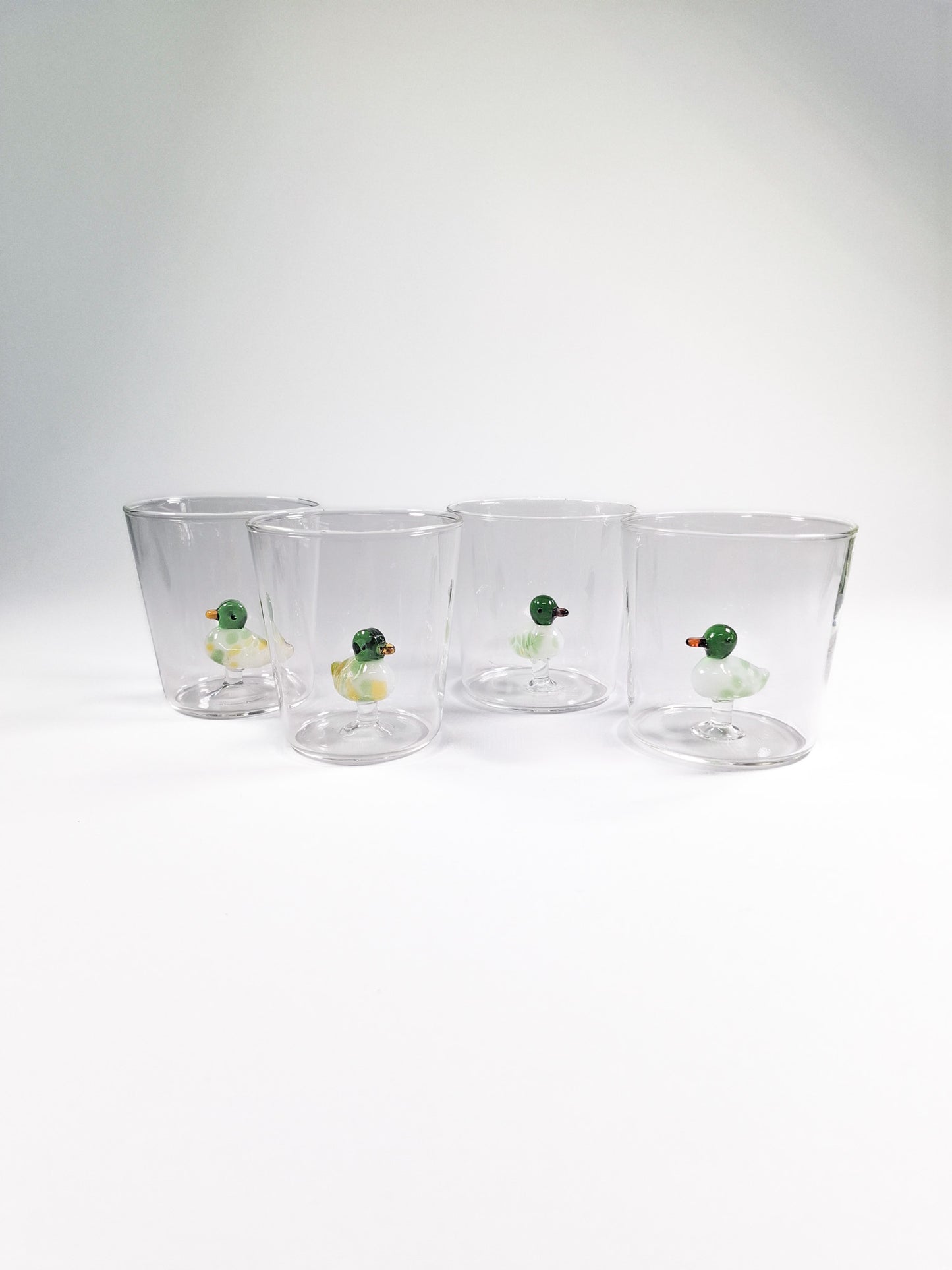 Set de 4 vasos de cristal con detalle de Pato