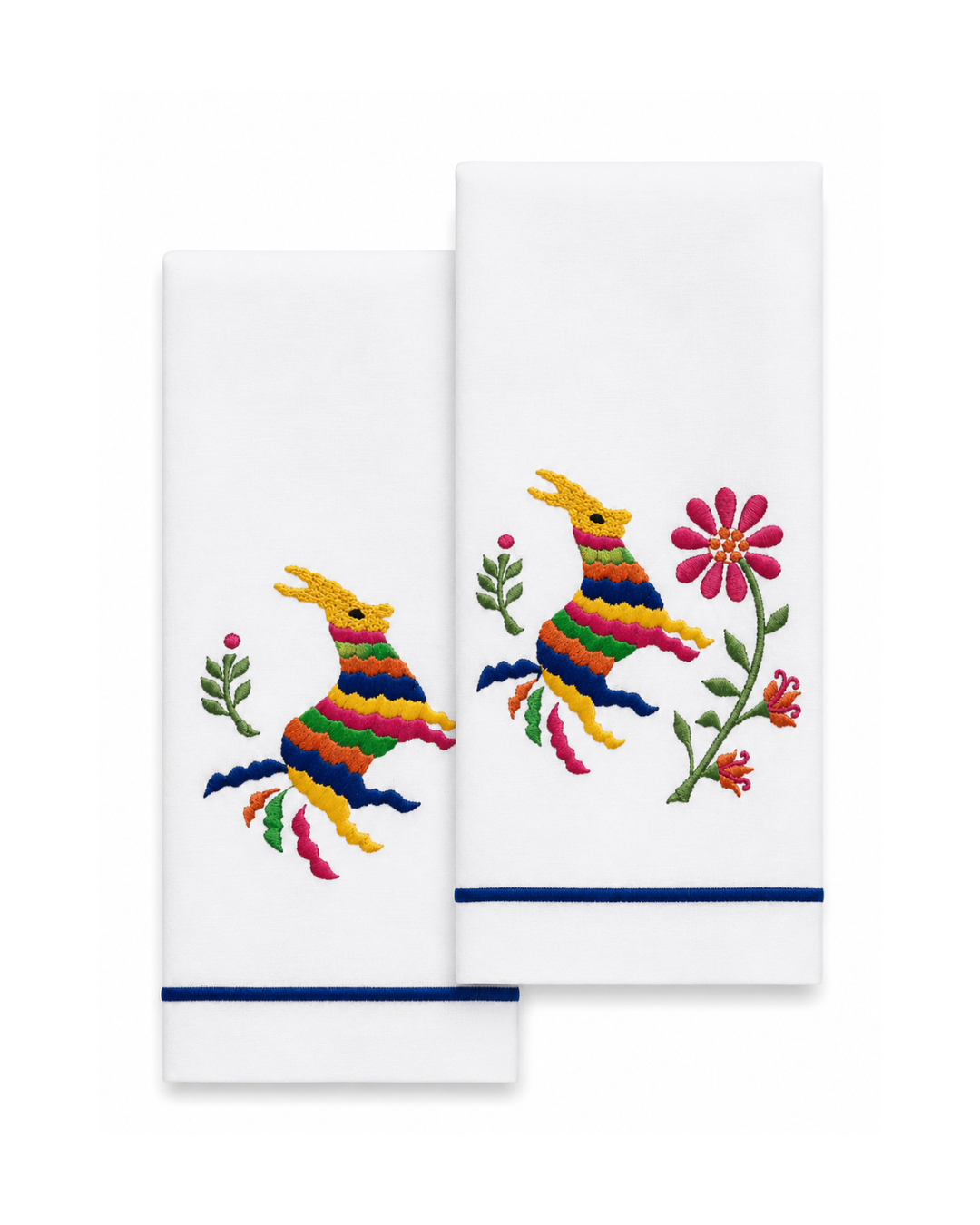 Par de toallas de lino l Tenango caballo colores