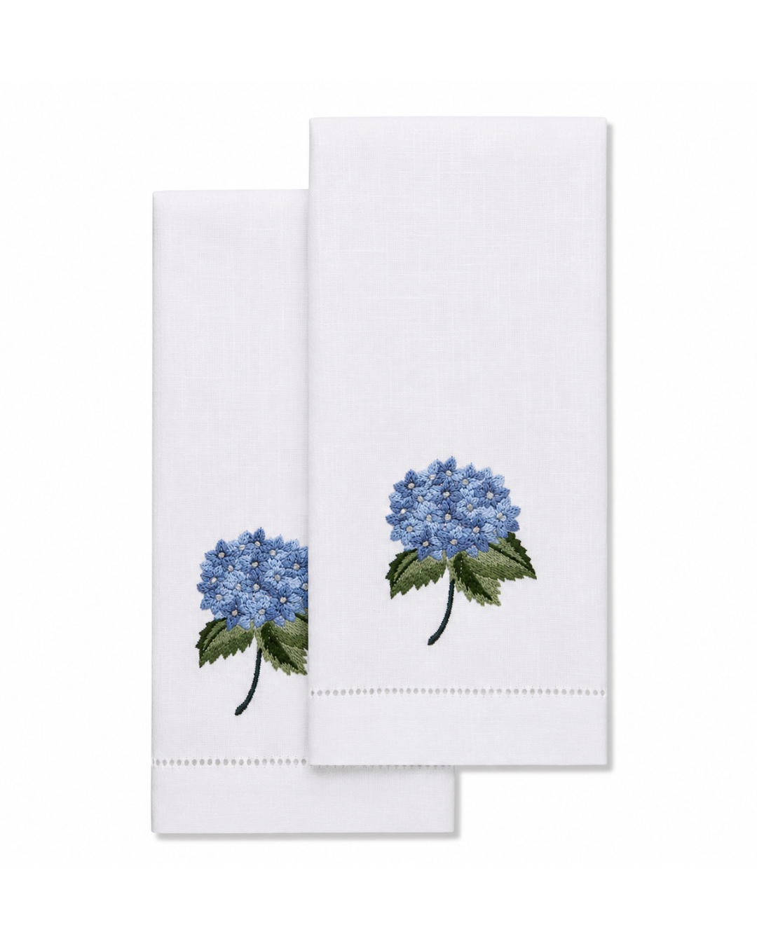 Par de toallas de lino l Hortensia azul
