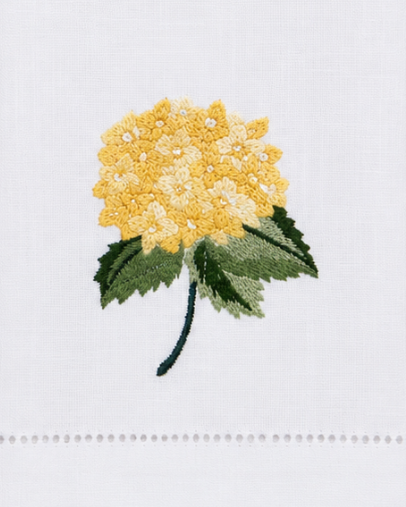 Par de toallas de lino l Hortensia amarilla