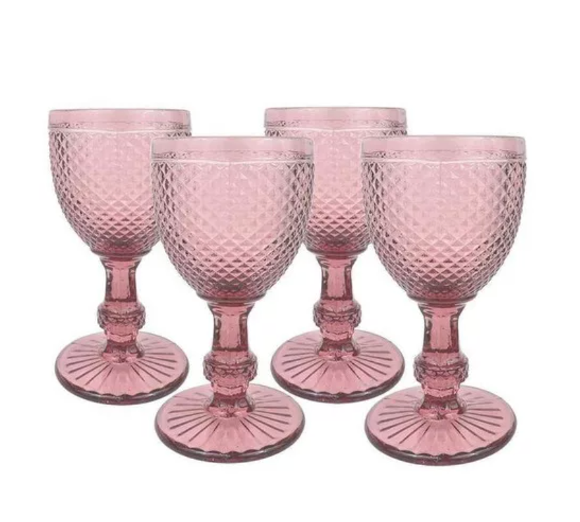 Juego de 4 copas color rosa