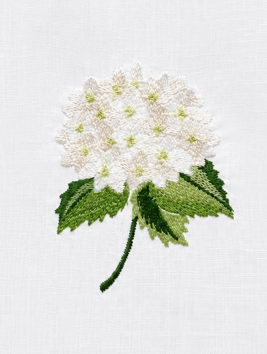 Par de toallas de lino l Hortensia blanca