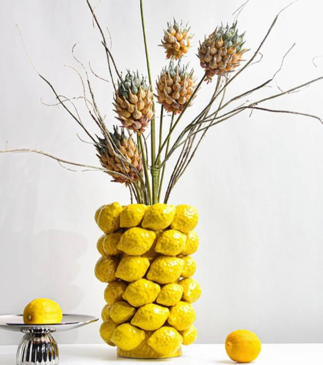 Florero de limones en ceramica