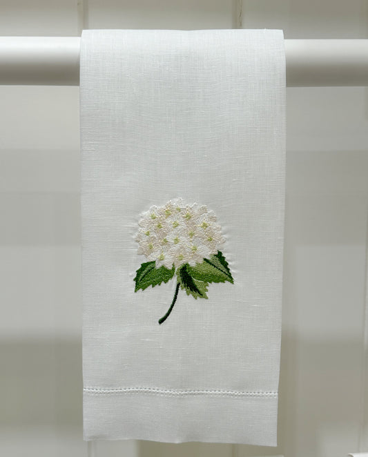 Par de toallas de lino hortensia blanca