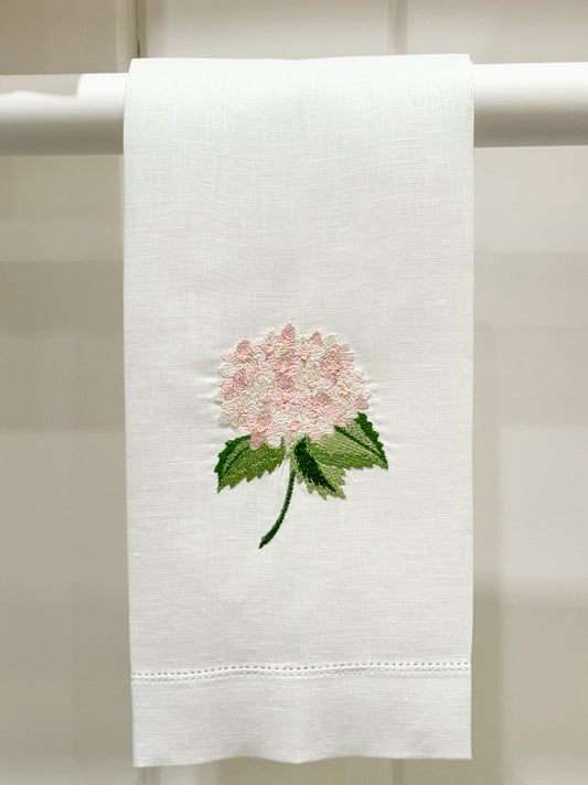 Par toallas de lino hortensia rosa