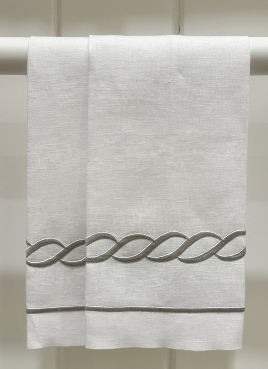 Par toallas de lino guía gris