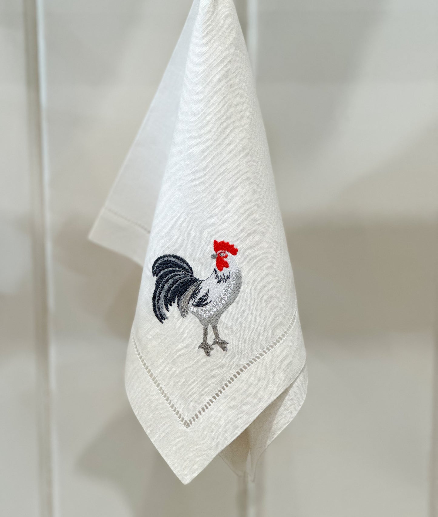 Servilleta de lino con bordado gallo
