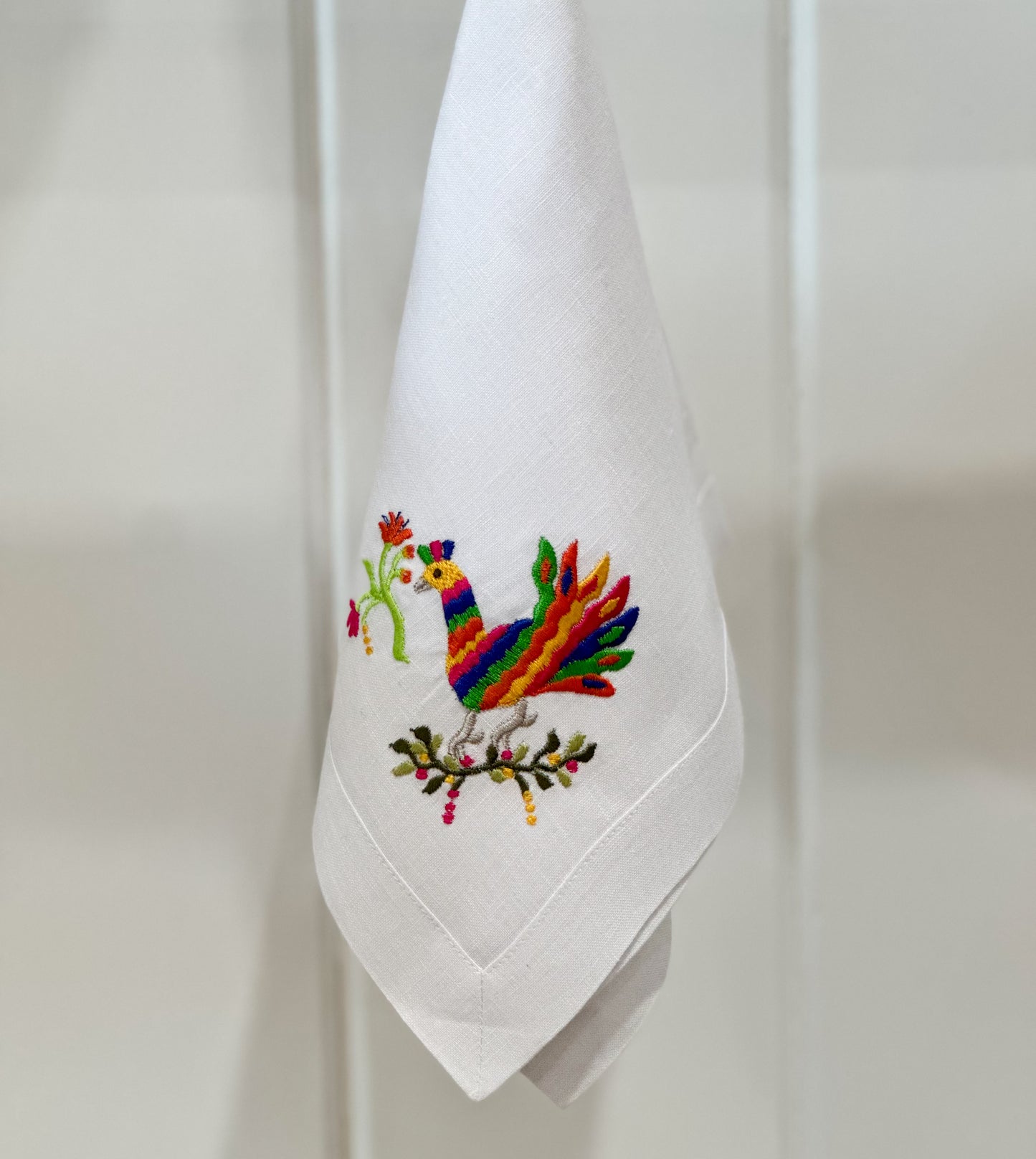 Servilleta de lino con bordado tenangos