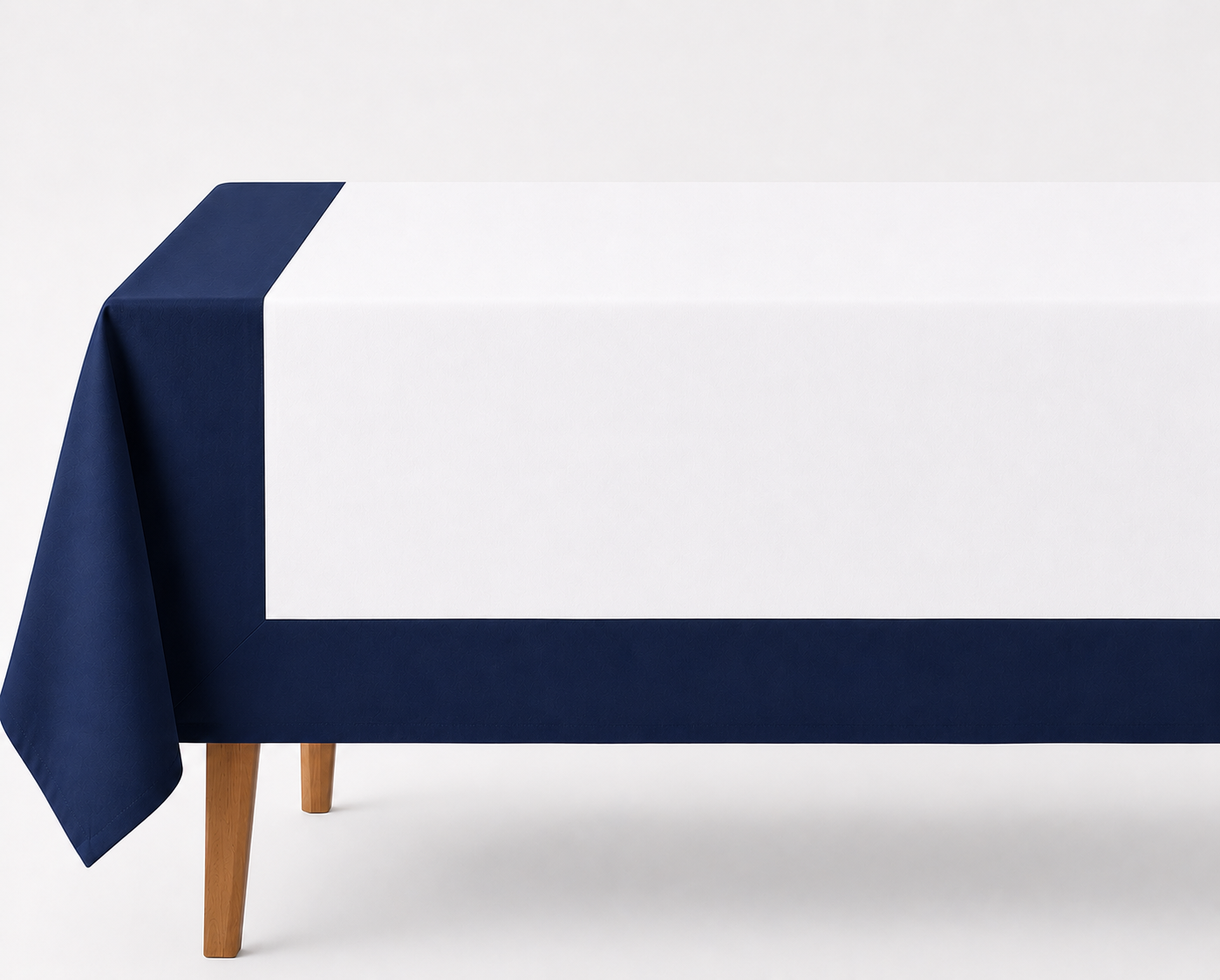 Mantel de Lino l Blanco Azul Marino