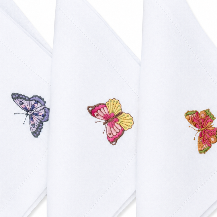 Juego de 4 servilletas mariposa