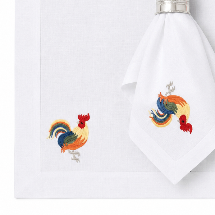Juego de 4 Individuales con Servilleta l Gallo amarillo