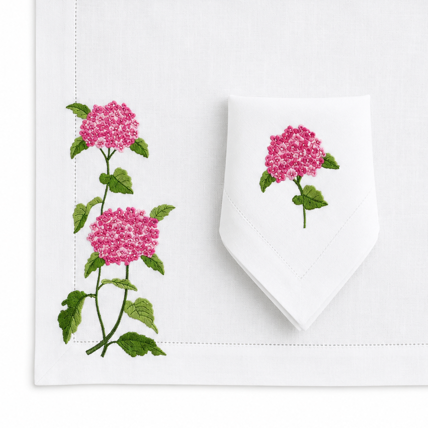 Juego de 4 Individuales con Servilleta l Flores Rosas