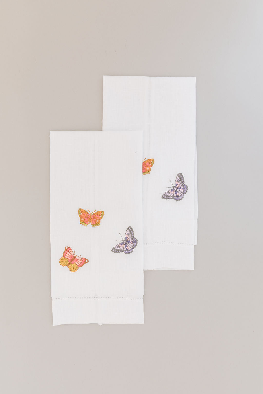 Par de toallas de lino mariposas colores