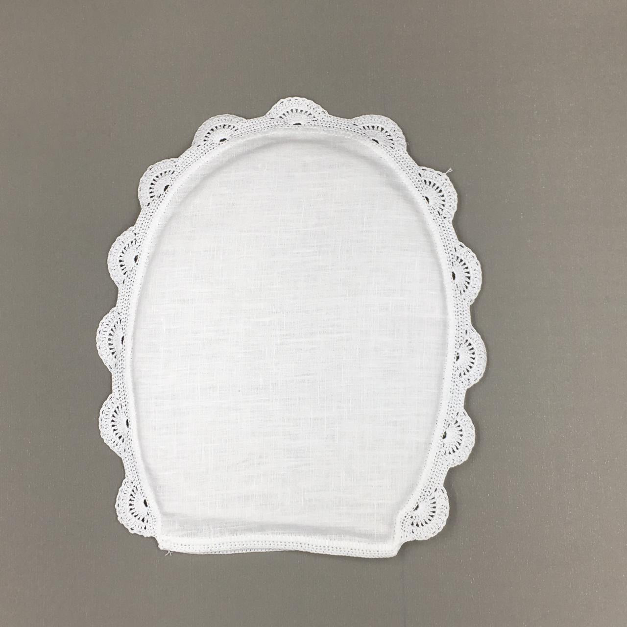 Guante de lino con orilla de crochet