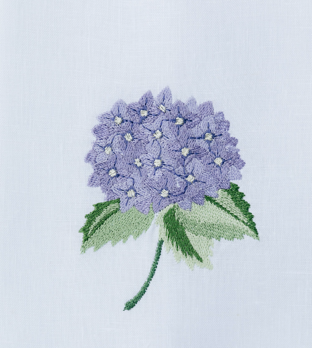 Par toallas de lino hortensia morada