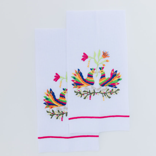 Par de toallas de lino tenangos de colores