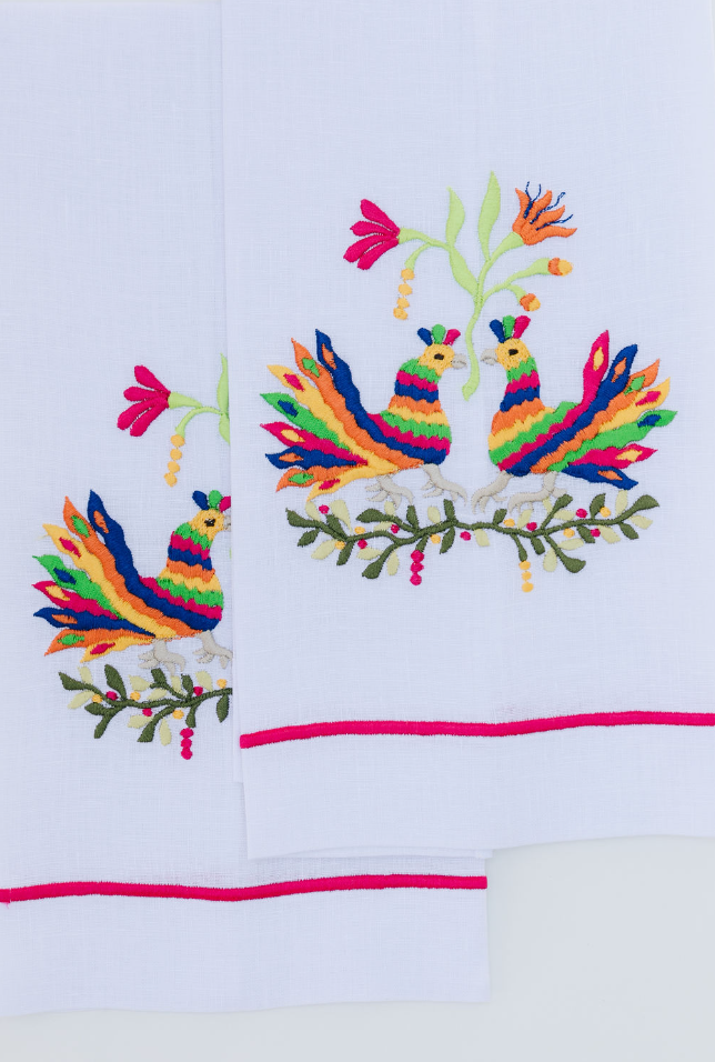 Par de toallas de lino tenangos de colores