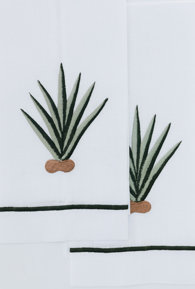 Par de toallas de lino agave combinado