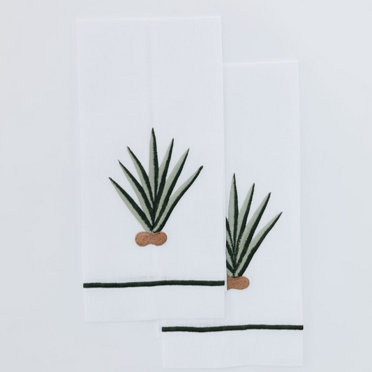 Par de toallas de lino agave combinado