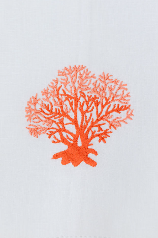 Par de toallas de lino coral rojo