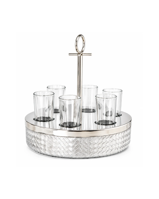 Carrusel de 6 vasos tequileros l Aluminio trenzado