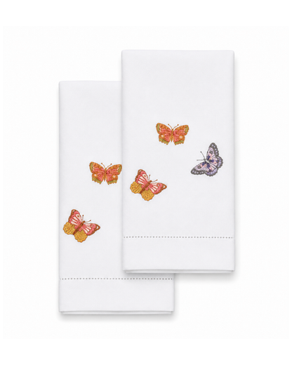 Par de toallas de lino l Mariposas colores