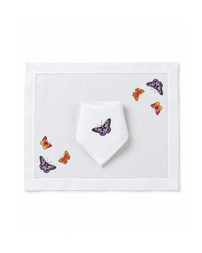 Juego de 4 Individuales con Servilleta l Mariposas de Colores