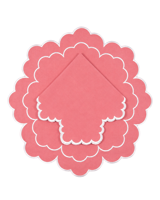 Juego de 4 Individuales con Servilleta l Redondos Rosa