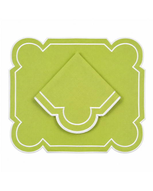 Juego de 4 Individuales con Servilleta l Rectangular verde