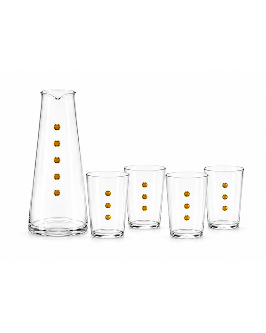 Juego de Jarra con vasos l Color Ambar