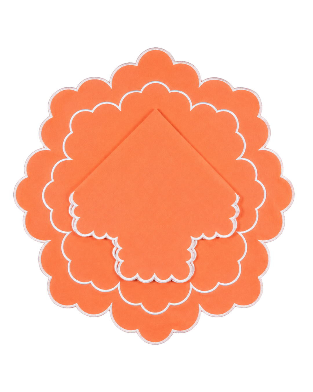 Juego de 4 Individuales con Servilleta l Redondos Naranja