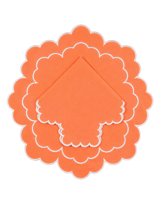Juego de 4 Individuales con Servilleta l Redondos Naranja