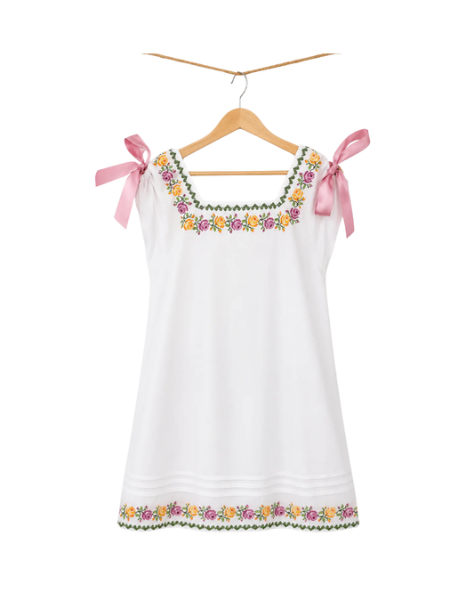 Vestido Huipil Niña l Bordado de flores
