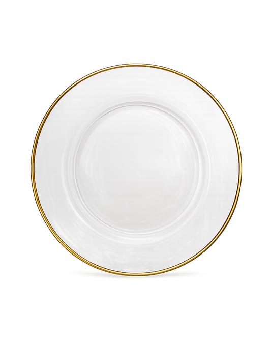 Plato base de vidrio l Orilla dorada
