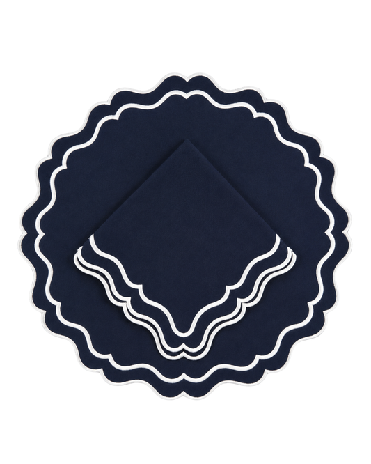 Juego de 4 Individuales con Servilleta Waterproof l Azul Marino