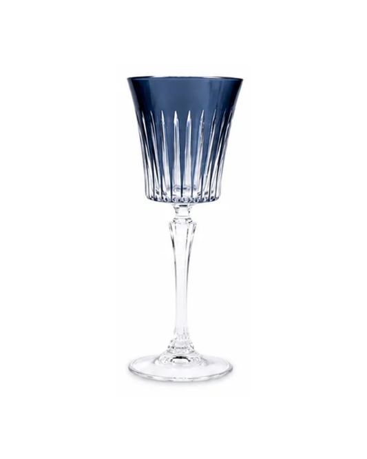 Juego 6 copas para vino de cristal  l Color Onix Azul