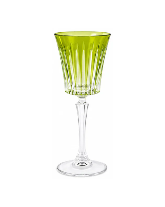 Juego 6 copas para vino de cristal  l Color verde