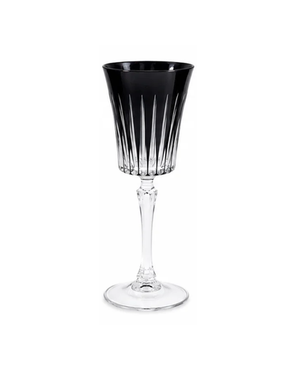 Juego 6 copas para vino de cristal  l Color Onix negro