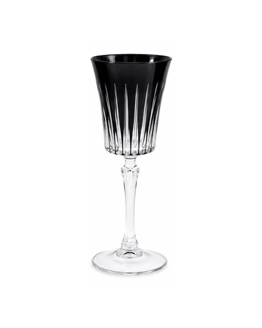 Juego 6 copas para vino de cristal  l Color Onix negro