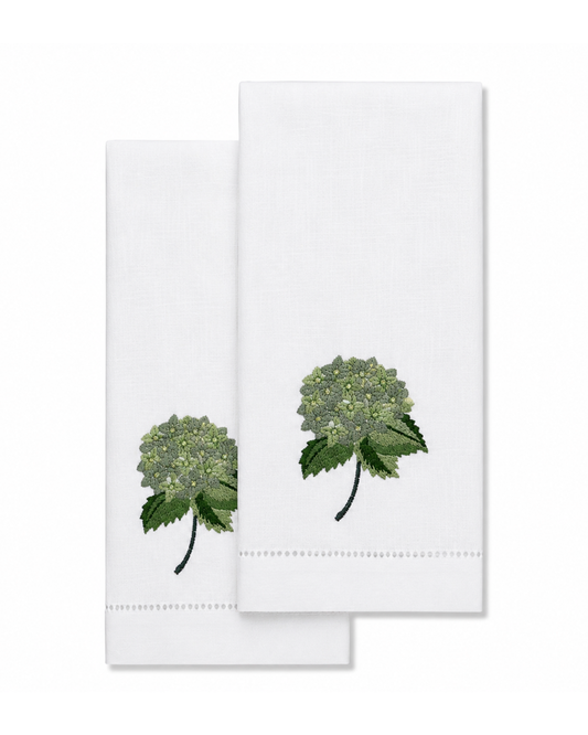 Par de toallas de lino l  Hortensia verde