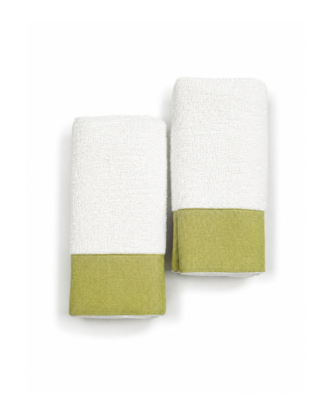 Toalla facial individual l Cenefa de lino Verde