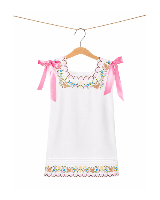 Vestido Huipil Niña l Bordado de Ardillas