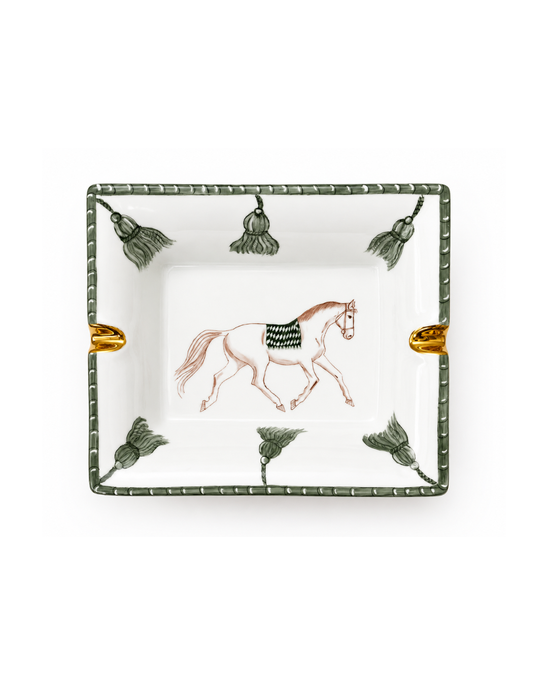 Cenicero de cerámica, pintado a mano l Caballo