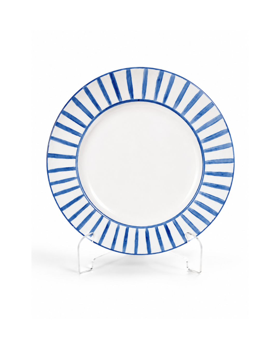 Plato de porcelana, pintado a mano l Lineas Azules